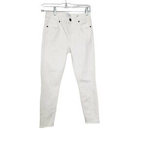 Parker Smith Destroyed Jeans Womens Size 26 White Skinny 5 Pocket Button Close